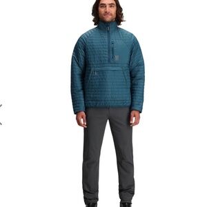 NWOT Topo Designs Mens Pond Blue Global Puffer Pullover M Jacket Hiking Outdoors